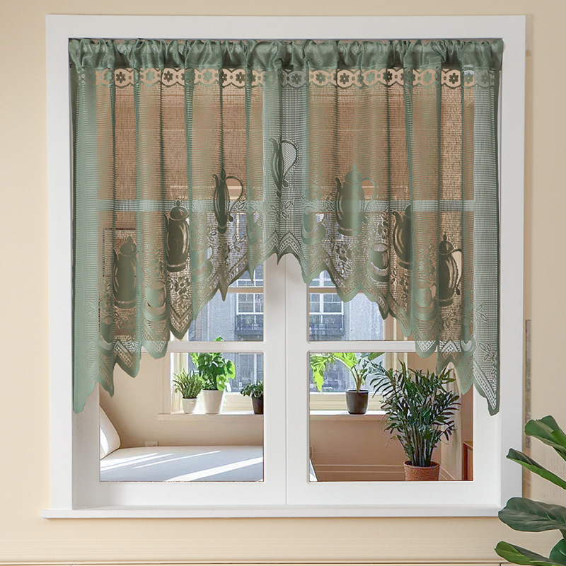 French Lace Hollow Coffee Curtain Curtain Curtain Non-perforated Short Curtain Beautiful Bedroom Half Curtain Coffee Curtain Decoration French Lace Hollow Coffee Curtain Curtain Curtain Non-perforated Short Curtain Beautiful Bedroom Half Curtain Coffee Curtain Decoration