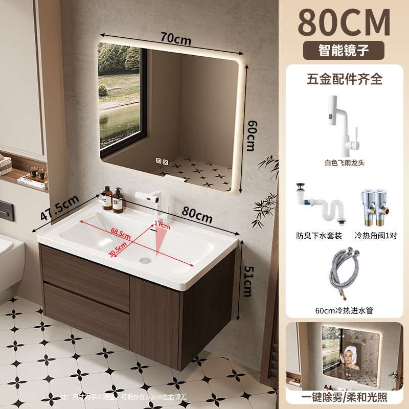 gabinete de baño de madera maciza a prueba de humedad 18CM cuenca profunda cerámica en una cuenca gabinete de baño de madera de nuez lavabo en una cuenca image 15