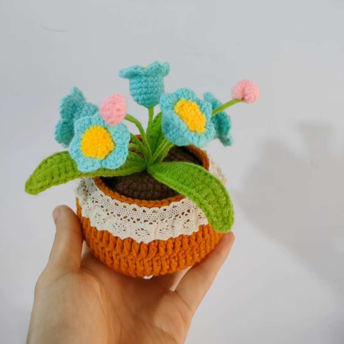 Productos acabados de lana tejida a mano flor de punto de hippopotamus imitación flor inmortal flor creativa ganchillo decoración ornamentos florales