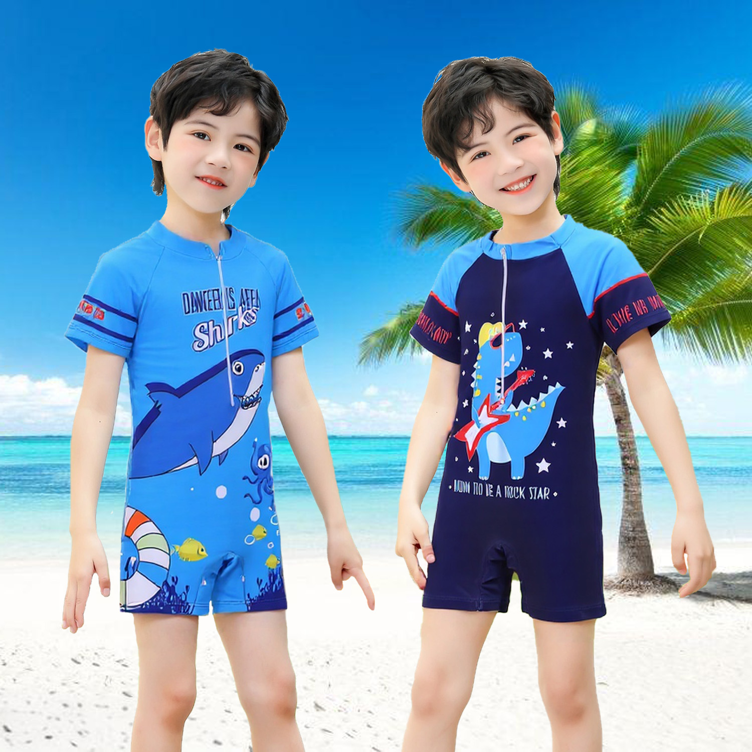 New Children's Swimwear Boys' Cartoon Cute Baby Swimwear Quick-drying Sunscreen Swimwear for Children