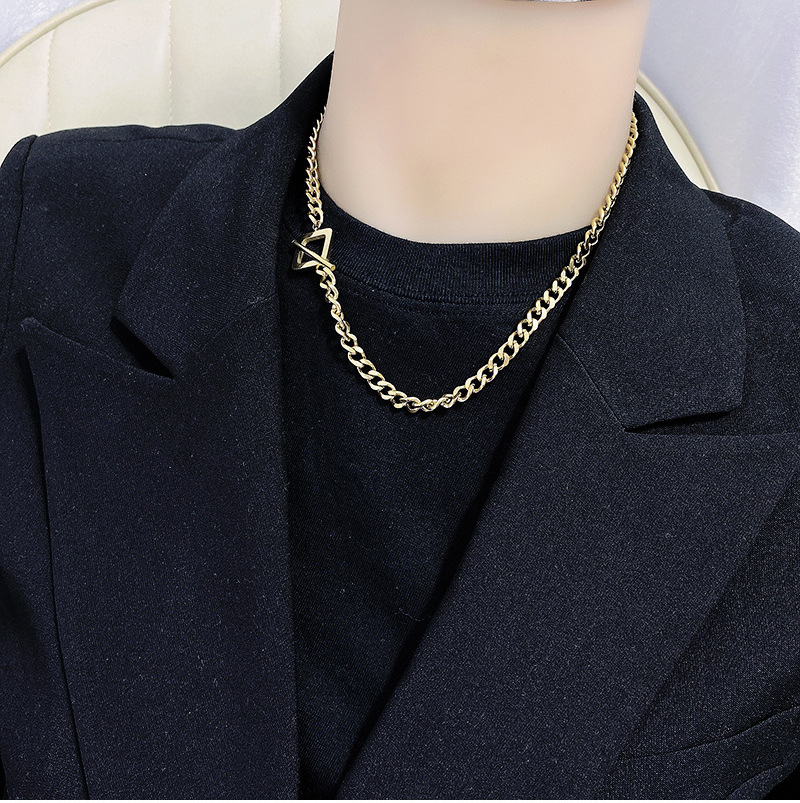 fashion simple titanium steel necklace plated 18K gold clavicle chain