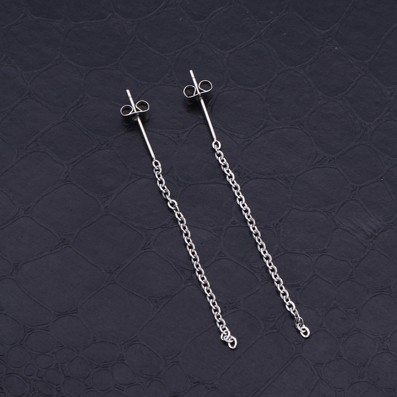 Solid Color Pattern 1 Pair Simple Style Solid Color Chain 304 Stainless Steel Drop Earrings
