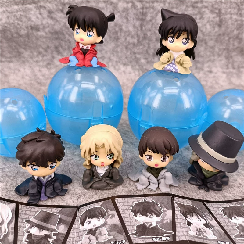 Фигурка капсульной яйца Gashapon Detective Conan Q-версия 6-го поколения (PVC) 4 см, скорлупа яйца + кукла + бумага