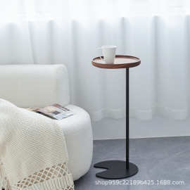 胡桃木卧室床头小圆桌子沙发实木边几角浴缸简易迷你茶几台可移动
