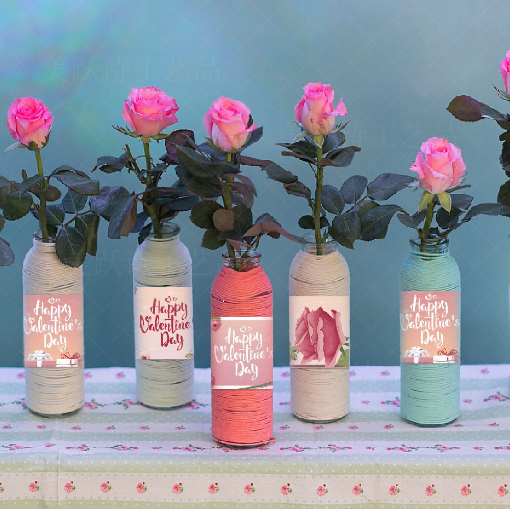 Amazon día de San Valentín decoración botella de agua etiqueta engomada fiesta de compromiso decoración botella de vino botella de agua decoración etiqueta engomada