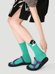 R8624原創女襪24春夏款立體動物圖案中筒襪純色卡通精梳棉襪子女