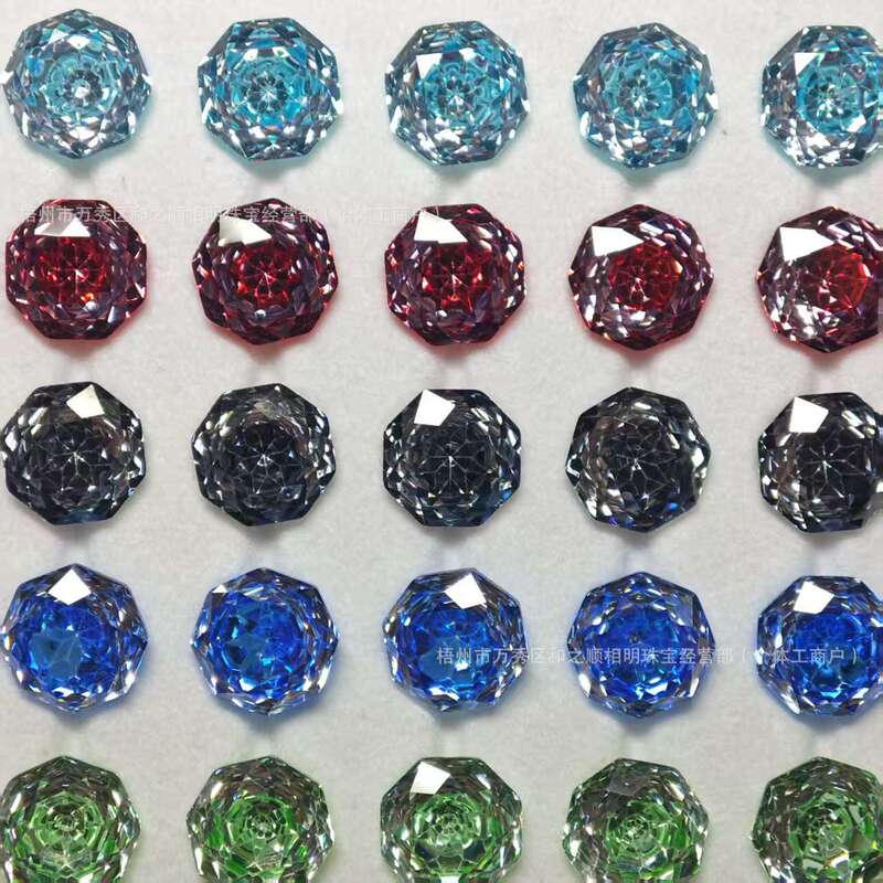 5A Two-Tone Sugar Heart Octagonal Millennium Rose Cut 6-8mm Sandwich Dazzling Nail Art Zircon Tiktok and Xiaohongshu Trending Item