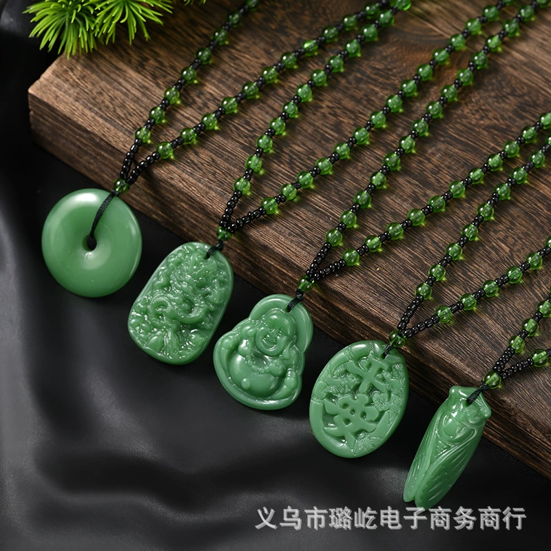 Имитация Нефритового ожерелья Председатель Мао Пинг кулон Дракон Будда бренд живой дренаж Иу маленький товар оптом