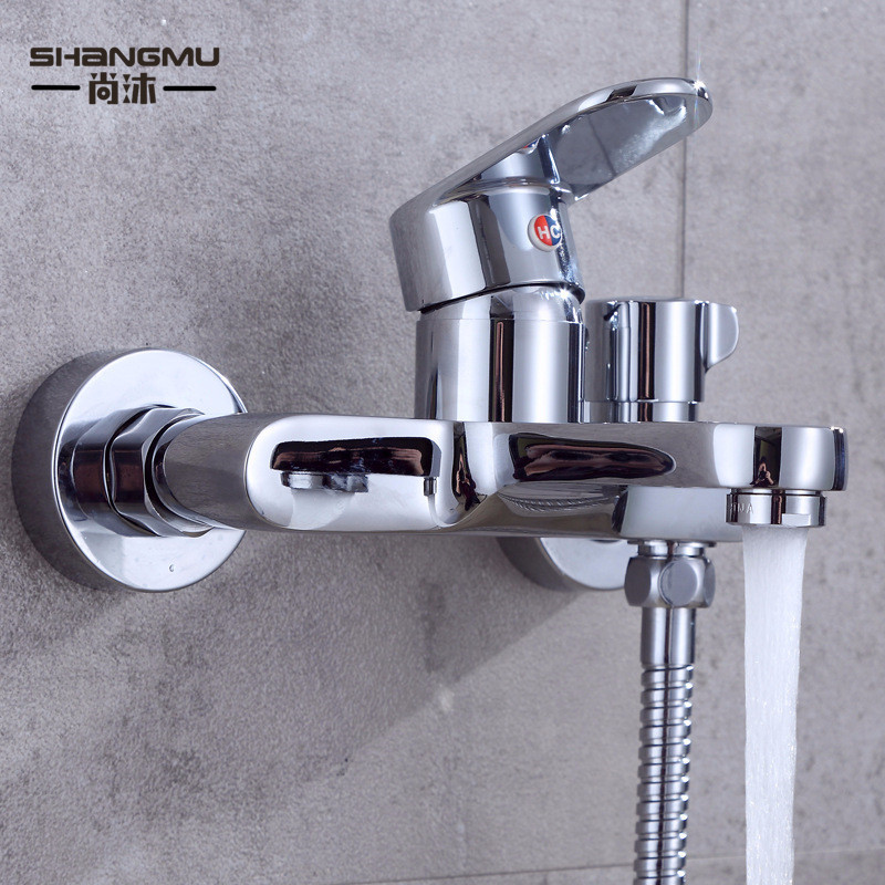 Knob shower three-gear bathtub faucet hot and cold copper mixing valve faucet with water wholesale bathroom sanitary ware