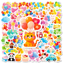 56张跨境新款可爱卡通彩色气球涂鸦贴纸儿童生日派对礼物装饰贴画