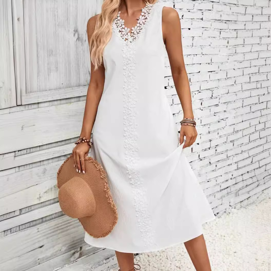 summer long dress sleevless