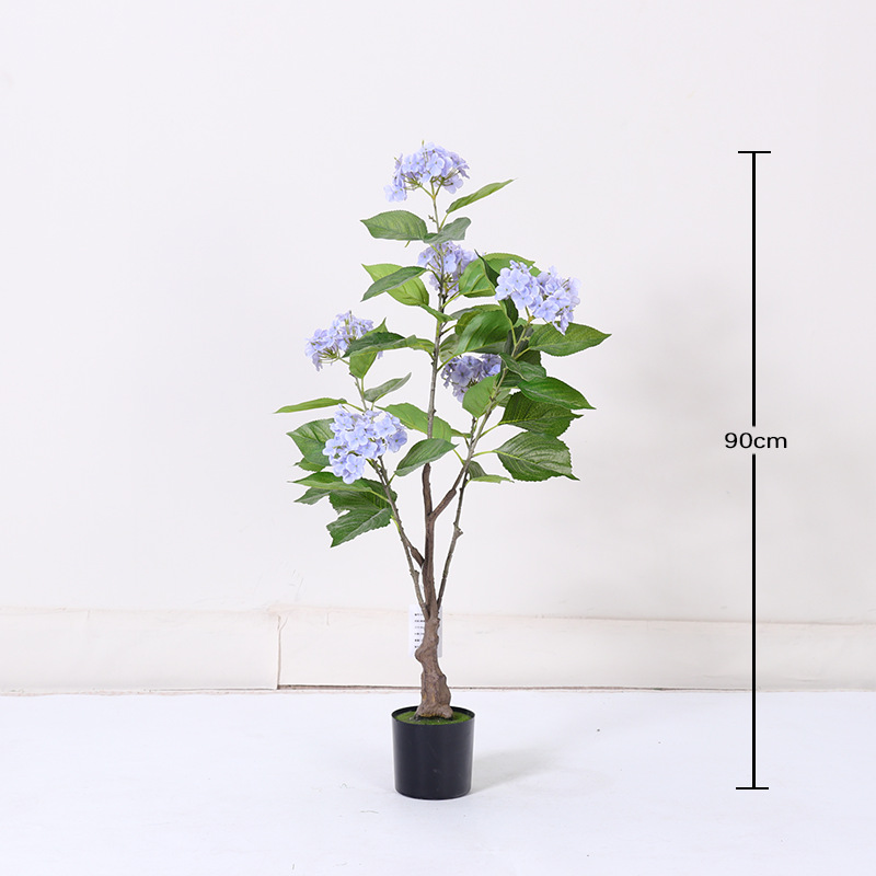 Simulación de plantas verdes, sensación avanzada, hortensias, árboles falsos, plantas en macetas, decoración de sala de estar de interior, plantas falsas, decoración del hogar de piso