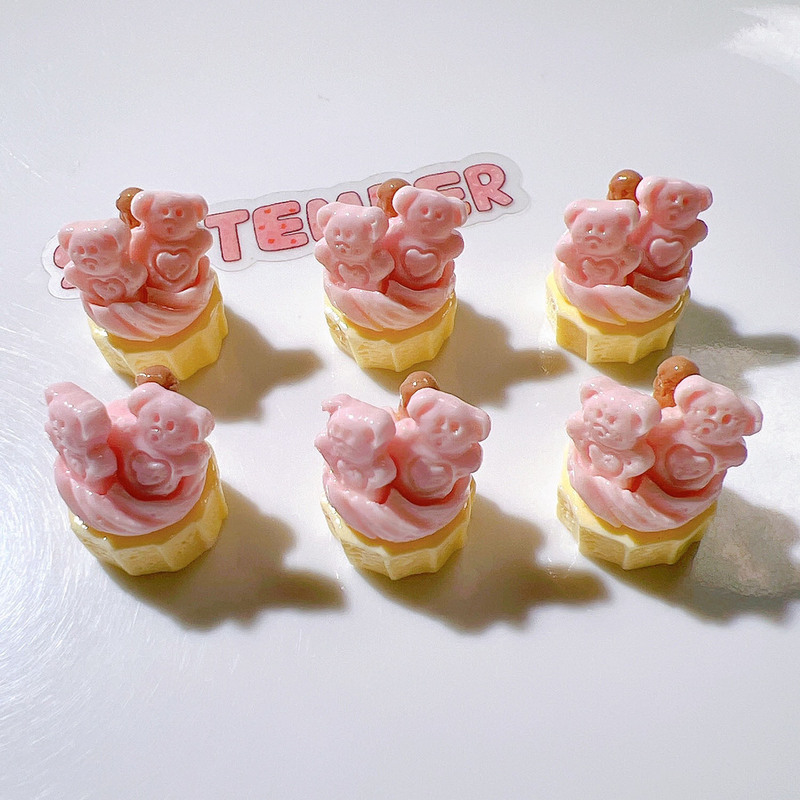 树脂配件DIY平底儿童头饰贴片跨境鞋花底材吊坠挂件小立体熊蛋糕|undefined