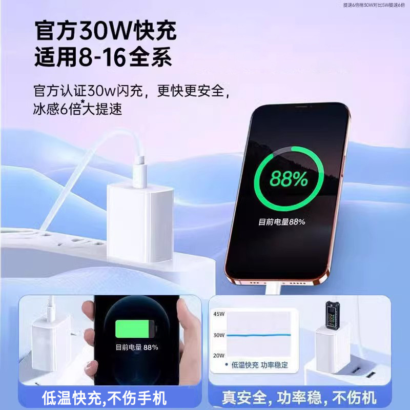 Certificación oficial aplicable Apple iPhone línea de datos de carga rápida 30WPD teléfono móvil 14 línea de carga flash 13pro