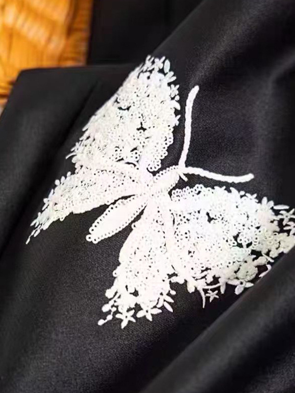 秋季新款气质百搭半身裙女洋气印花黑色显瘦裙子设计感开叉中长裙|undefined