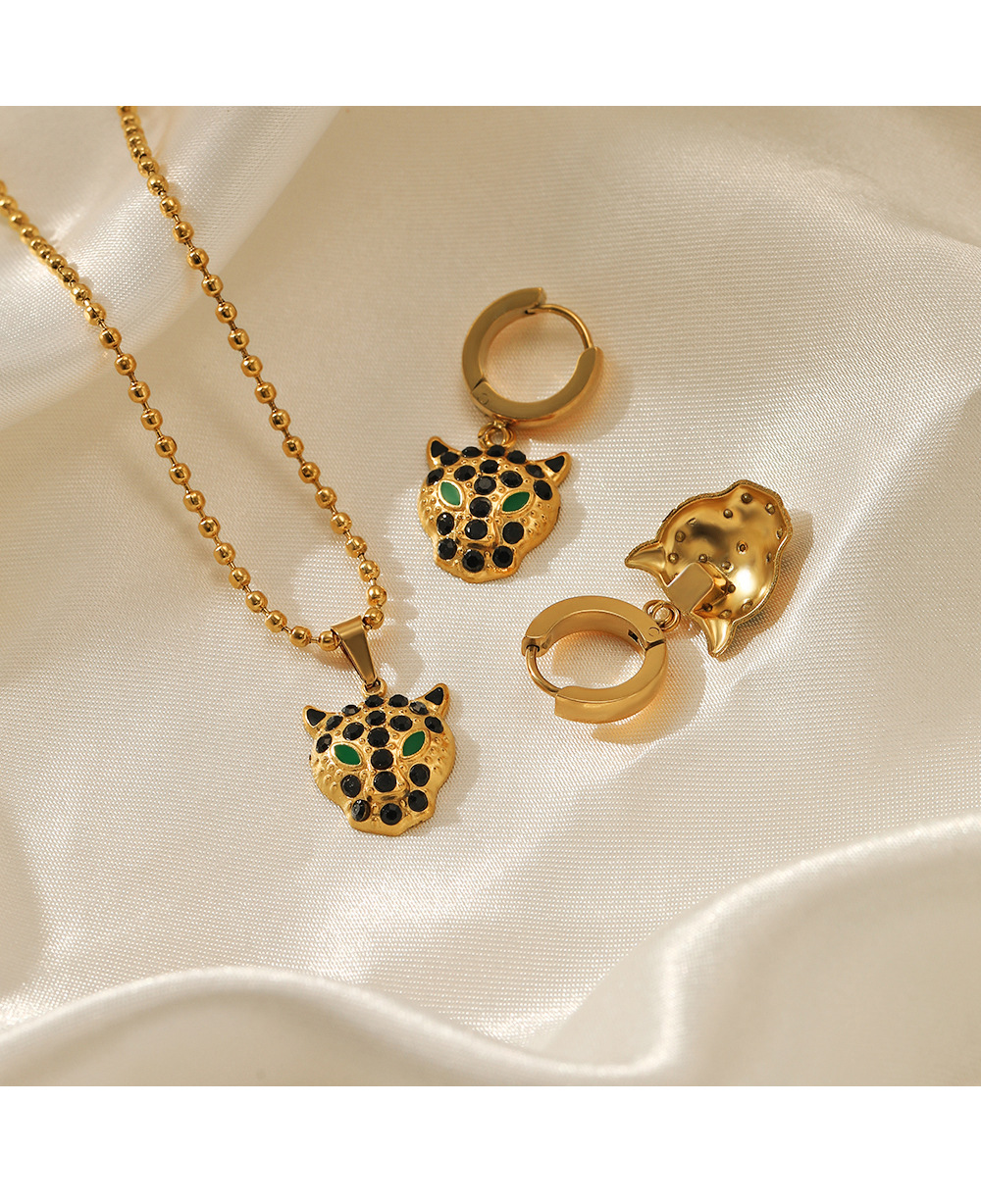 Fashion Animal Stainless Steel Titanium Steel Gold Plated Rhinestones Earrings Necklace 1 Piece 1 Pa