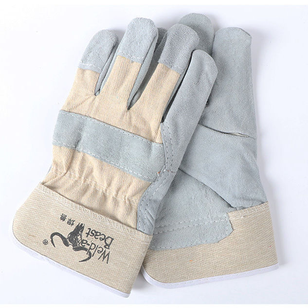 10双焊兽电焊手套耐高温隔热防烫焊工烧焊耐磨防火线牛皮焊接手套