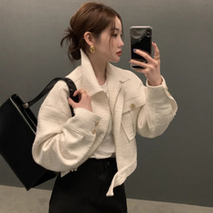 韩国ins2025秋日新款韩版设计感长袖polo领夹克短外套女时尚单品