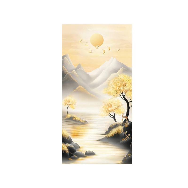 金鹿轻奢led带灯入户玄关装饰画走廊过道挂画现代寓意好风景壁画|undefined