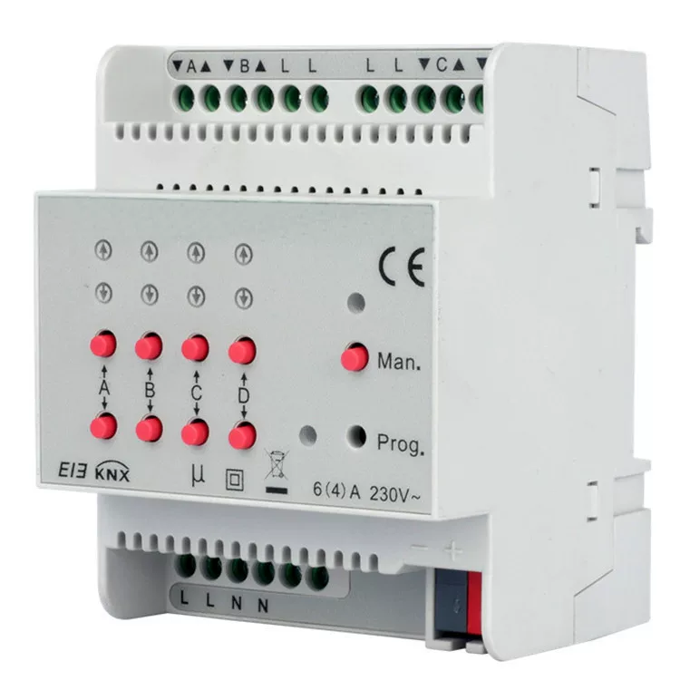 Интеллектуальное освещение KNX, привод для 4-х дорожных занавесов ILN.CR4.6.1