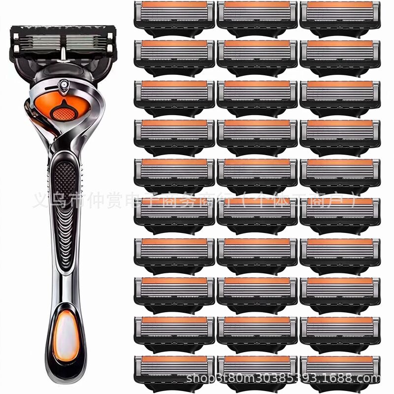 Carefully Selected Five-Layer Manual Razor with Multi-Layer Stainless Steel Blades, Traditional Beard Shaving Razor Carefully Selected Five-Layer Manual Razor with Multi-Layer Stainless Steel Blades, Traditional Beard Shaving Razor