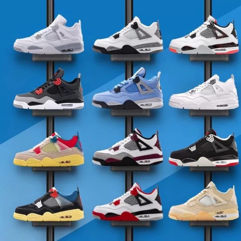 Putian shoes resistant official AJ4 midnight blue electric mother yellow white black Joe 4 plus size men's and women's sports basketball actual combat sneaker Putian shoes resistant official AJ4 midnight blue electric mother yellow white black Joe 4 plus size men's and women's sports basketball actual combat sneaker