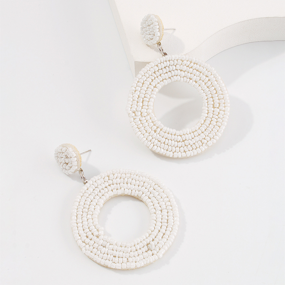 Bohemian geometric round rice bead earrings wholesale Nihaojewelry