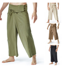 亚马逊 独立站2023夏季新款泰国渔夫裤男士 女士宽松瑜伽裤哈伦裤