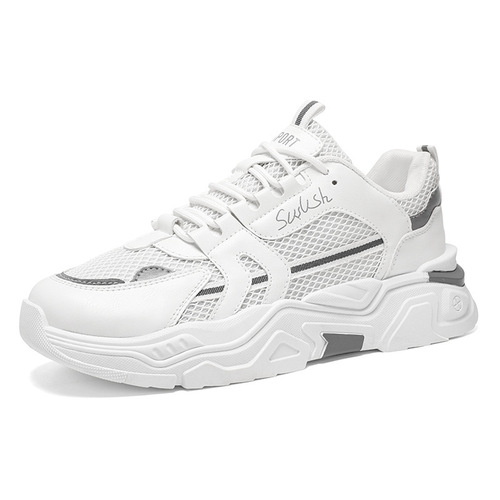 Summer unisex breathable mesh shoes, men's sports shoes, trendy versatile, cushioned insoles, casual father-in-law shoes for men