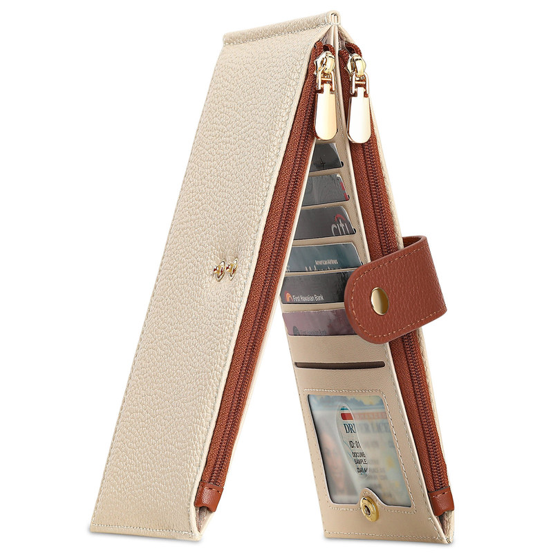 Amazon's New Women's Leather Ultra-Thin Long Card Holder Simple Wallet Bag Multi-Functional Multi-Card Slot Wallet Foldable