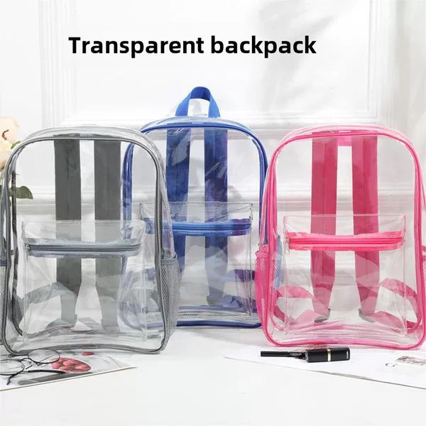 Cross-Border Amazon Transparent Backpack Waterproof Pvc Storage Large Capacity Student School Bag Unisex Backpack Jelly Bag