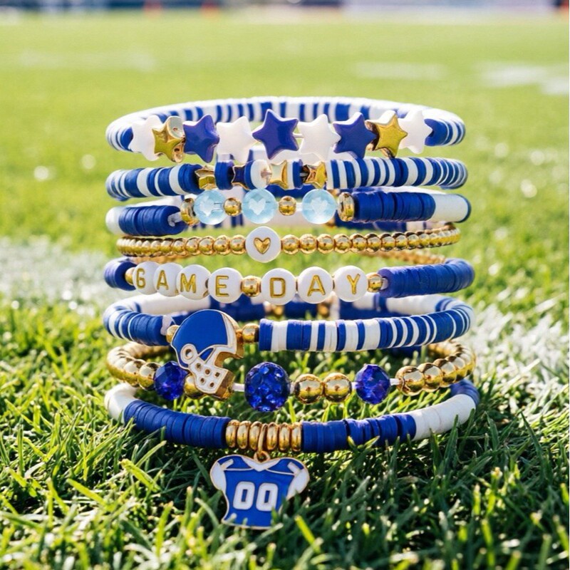 Cross-Border Rugby Soft Clay Bracelet Multi-Layered Crystal Heart Five-Pointed Star Letter Friendship Elastic Bracelet Set
