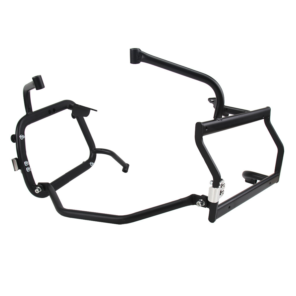 Aplicable a BMW G310GS acero al carbono negro esquivar el marco lateral de escape de escape de la caja lateral desmontable rápido soporte de fijación no destructivo