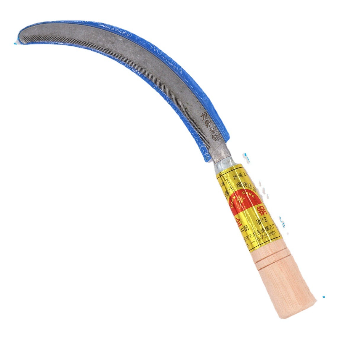 Zhejiang Longquan цельностальной серп пилообразный серп с деревянной ручкой двойной тигровый серп сельскохозяйственное сорняки скашивание риса деревянная ручка серп