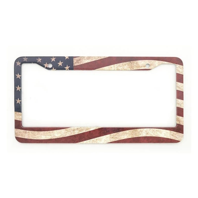 License plate holder/license plate holder Sunflower Aluminum Alloy Car License - xc-w099-retro-color-flag