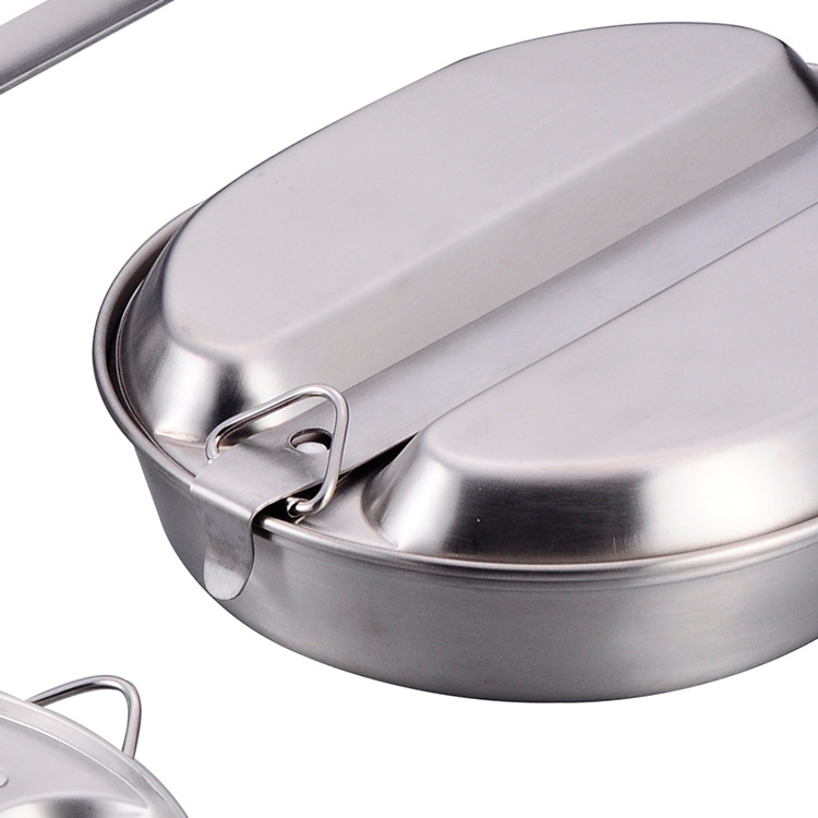 Caja de comidas portátil al aire libre estilo americano huevo grueso mango largo acero inoxidable acampado cocina de barbacoa