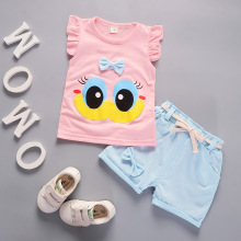 Summer Cute Cartoon 2PCS Kids Baby Girls Floral T-shirt Top