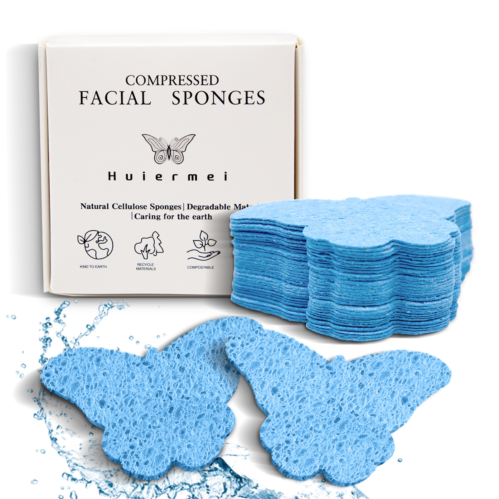 30-packs soft and skin-friendly sponge face wash pad for gentle exfoliation, thick makeup removal pad, face washing and water-absorbing pad