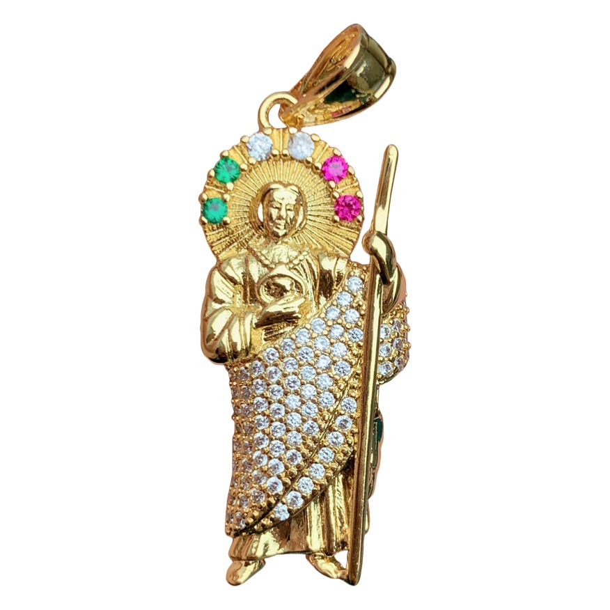 Nuevos accesorios transfronterizos St. Jude COLLAR COLGANTE de estilo europeo y americano con incrustaciones de cobre collar de circón accesorios de joyería de bricolaje