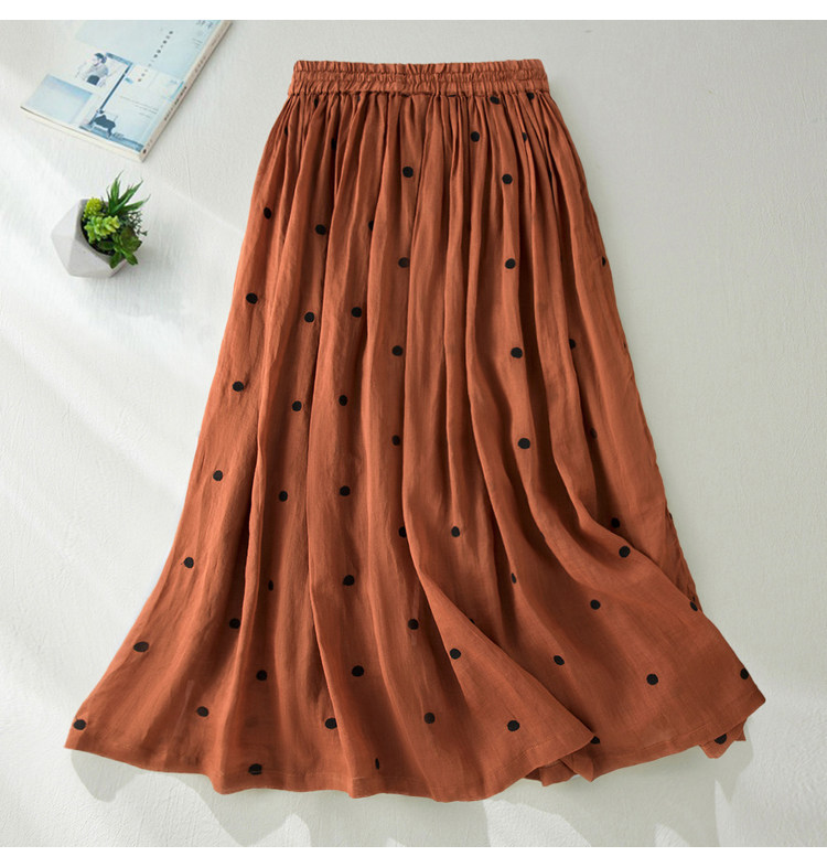 Chân váy xếp ly dáng chữ A cạp cao cotton hai lớp kiểu Nhật — Xanh lông mòng đen chi tiết 10