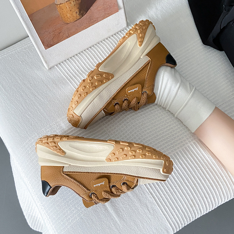 Version coréenne des chaussures de papa pour le printemps et l'automne 2024, nouvelles chaussures de tir de rue décontractées pour étudiants Instagram, chaussures hautes à semelles épaisses pour femmes_voghion.com
