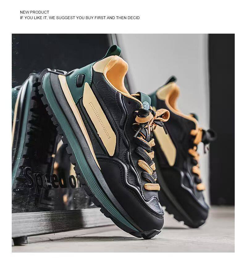 Giày thể thao nam đế dày tăng chiều cao, sneaker phối màu trơn, gót thấp 1–3 cm — C965 Kaki, C965 màu đen, C965 trắng chi tiết 20