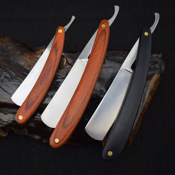 Large 440 stainless steel high quality wooden handle old-fashioned razor Barber razor manual razor old-fashioned gift Large 440 stainless steel high quality wooden handle old-fashioned razor Barber razor manual razor old-fashioned gift