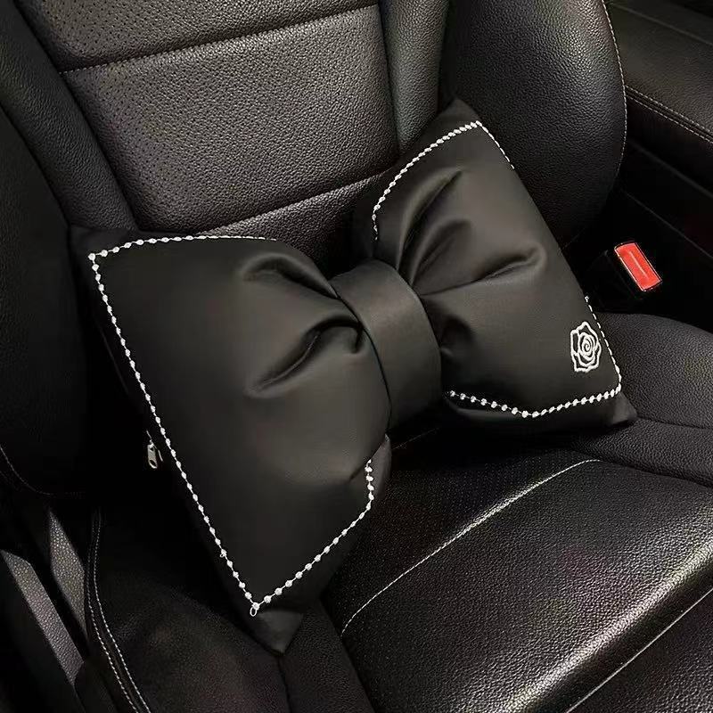 Car Seat Cushion, All-Season Use, Chanel-Style Goddess Design, Popular Camellia Flower Breathable Car Lumbar Support Cushion
