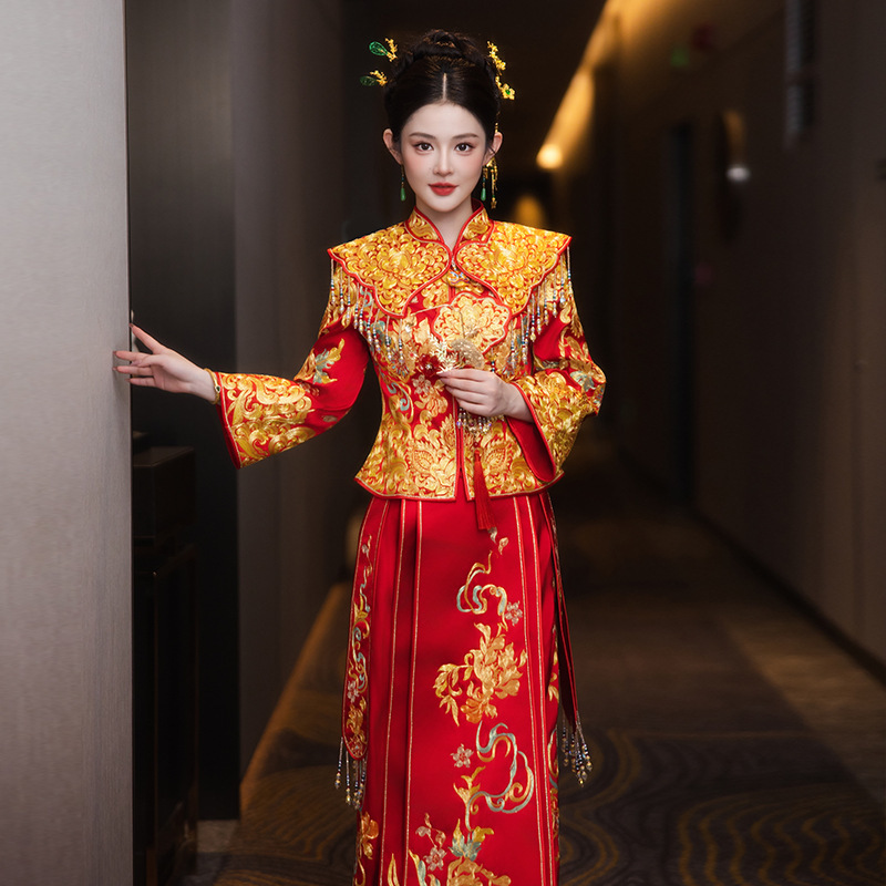 龙凤褂新娘秀禾服2025新款中式嫁衣结婚小个子婚服婚礼服重工褂皇|undefined
