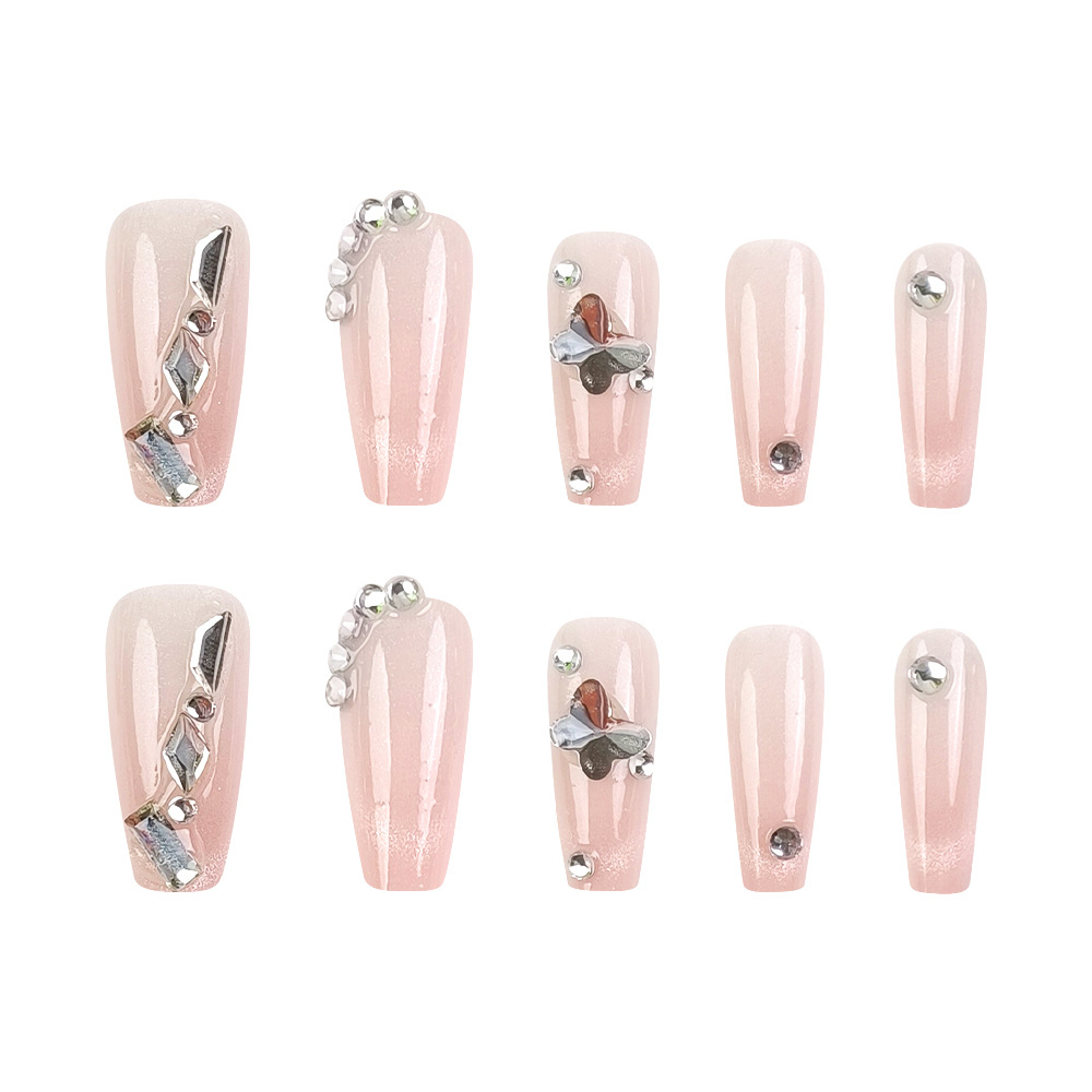 Lujo ligero perforación de ojos de gato de hielo para usar uñas mariposa pura deseo de viento de manicure 24 piezas de uñas falsas venta directa de fábrica
