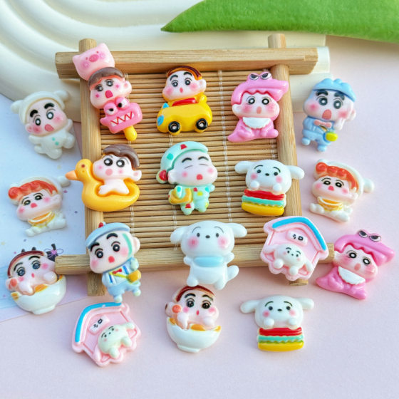 Cartoon crayon small new white anime diy resin accessories cream glue phone case hairpin shoe buckle material