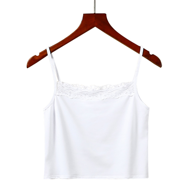 Cotton Short Camisole Vest Base Shirt Small Vest Outer Wear Inner Wear Women's Korean Style Lace Knitwear Vest Women's Vest