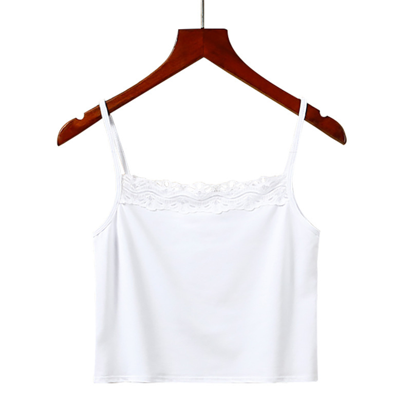 Cotton Short Camisole Vest Base Shirt Small Vest Outer Wear Inner Wear Women's Korean Style Lace Knitwear Vest Women's Vest Cotton Short Camisole Vest Base Shirt Small Vest Outer Wear Inner Wear Women's Korean Style Lace Knitwear Vest Women's Vest