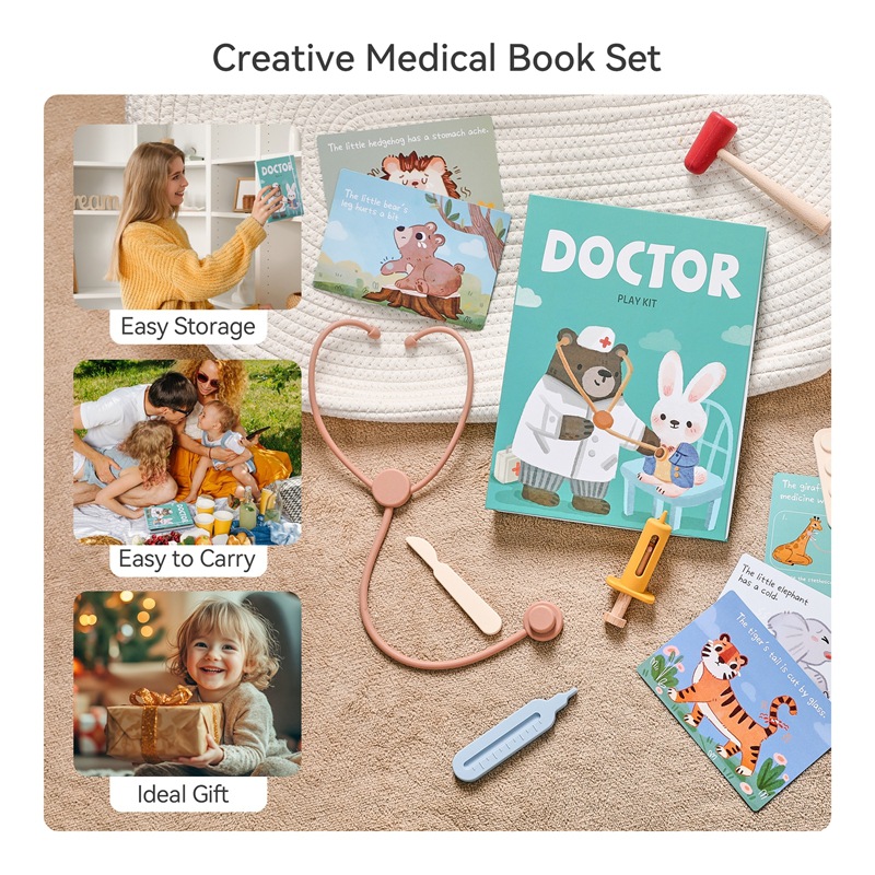 Nuevo juego de juguetes médicos de silicona transfronteriza bebé jugando a la casa médico pequeña enfermera juego de roles juguetes de herramientas médicas